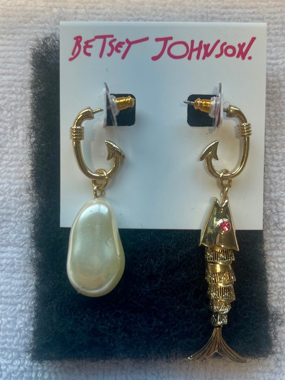 Betsy Johnson Pearl Fish earrings